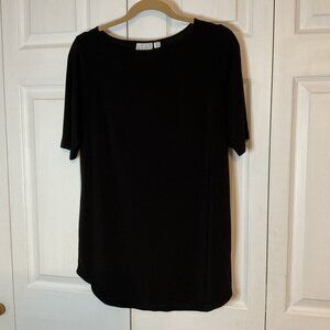 Joan Rivers Black Short Sleeve Top Blouse Small